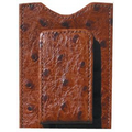 Ostrich Embossed Calf Leather Money Clip